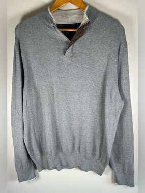 Viyella Men’s Pullover Sweater Cardigan Size L Elbow Pads Cotton Cashmere EUC